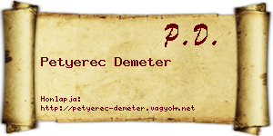 Petyerec Demeter névjegykártya